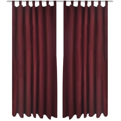 vidaXL Tende in Micro-Raso Bordò 2 pz con Occhielli 140 x 175 cm