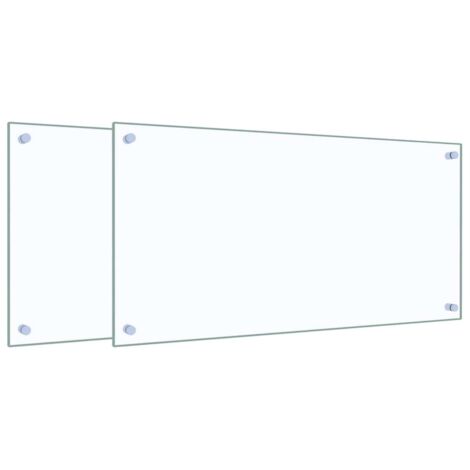 vidaXL Paraschizzi per Cucina 2 pz Trasparente 80x40cm Vetro Temperato