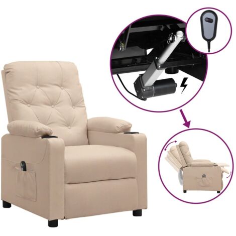 Poltrona Elettrica Reclinabile Crema in Tessuto vidaXL
