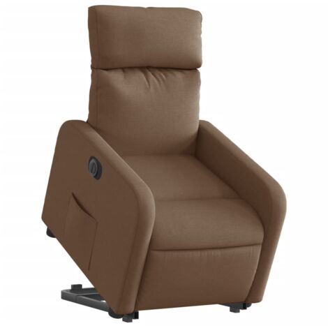 vidaXL Poltrona Alzapersona Reclinabile Elettrica Marrone Tessuto