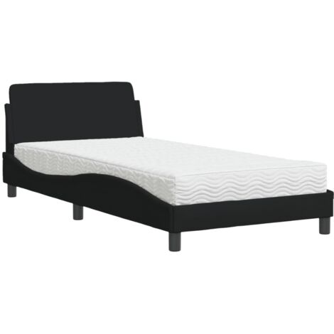 vidaXL Letto con Materasso Dover Nero 100x200 cm in Tessuto (1/5)