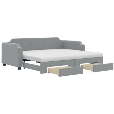 vidaXL Divano Letto Estraibile Cassetti Grigio Chiaro 80x200cm Tessuto