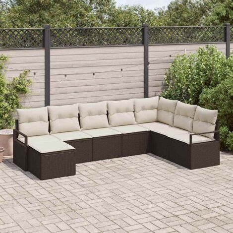vidaXL Set Divano da Giardino 8 pcs Marrone Poly Rattan (1/5)