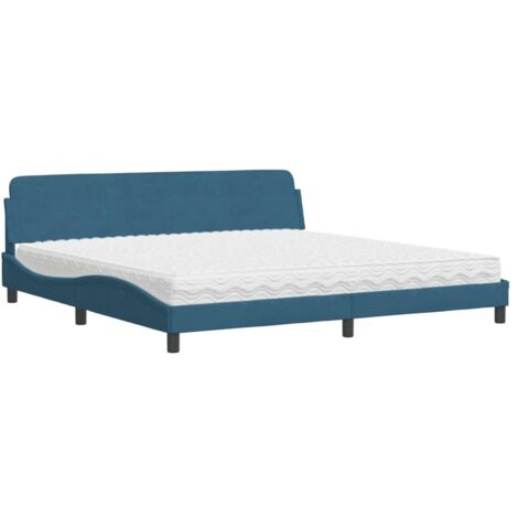 vidaXL Letto con Materasso Dover Blu 200x200 cm Velluto (1/5)