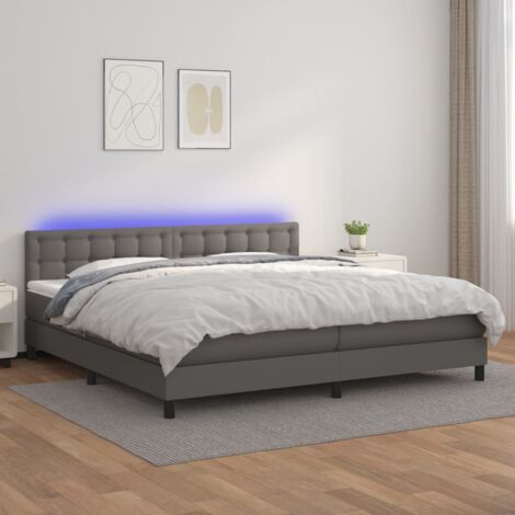 vidaXL Giroletto Molle con Materasso e LED Grigio 200x200cm Similpelle
