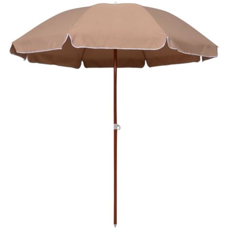 vidaXL Ombrellone da Giardino con Palo in Acciaio 240 cm Tortora