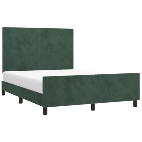 vidaXL Giroletto senza Materasso Verde Scuro 140x190 cm in Velluto (1/5)