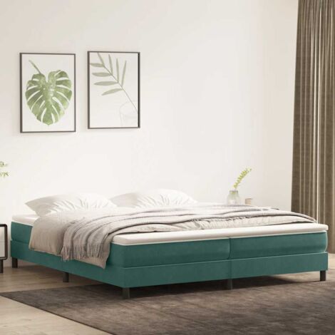 Letto a Molle senza Materasso Verde Scuro 200x210 cm Velluto vidaXL