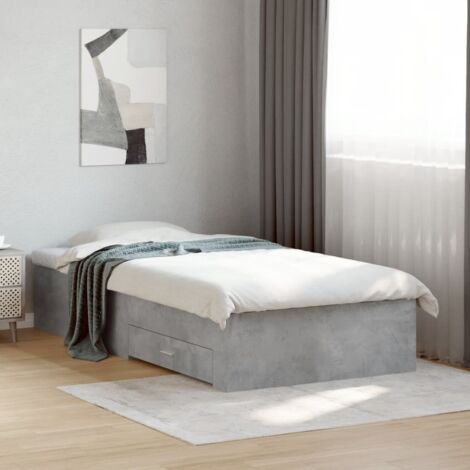 vidaXL Giroletto Cassetti Grigio Cemento 75x190 cm Legno Multistrato