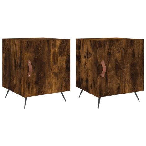 vidaXL Comodini 2 pz Rovere Fumo 40x40x50 cm in Legno Multistrato