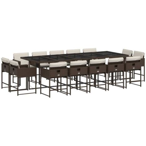 vidaXL Set da Pranzo da Giardino 15 pz con Cuscini Marrone Polyrattan