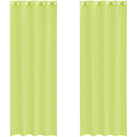 vidaXL Tende in Voile con Occhielli 2 pz Verde Mela 140x300 cm