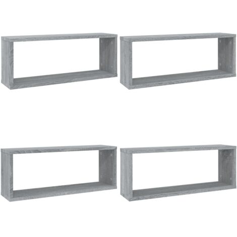 vidaXL Mensole Cubo Muro 4 pz Grigio Sonoma 60x15x23 cm in Multistrato