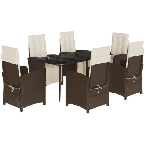 vidaXL Set da Pranzo da Giardino 7pz con Cuscini in Polyrattan Marrone (1/5)