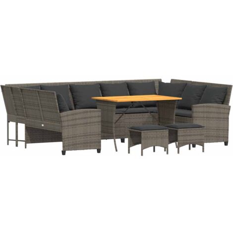 vidaXL Set Divani da Giardino 4 pz con Cuscini in Polyrattan Grigio (1/5)