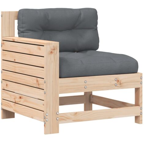 vidaXL Divano Giardino Senza Braccioli con Cuscino Legno Massello Pino (1/5)