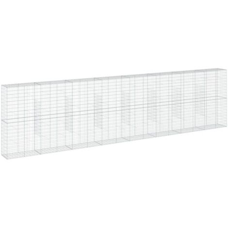 vidaXL Cesto Gabbione con Copertura 800x50x200 cm Ferro Zincato