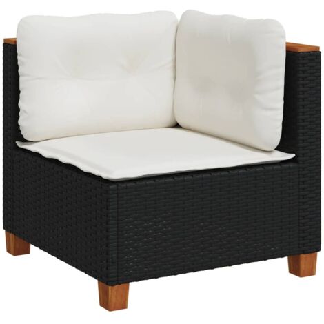vidaXL Divano Angolare da Giardino con Cuscini Nero in Polyrattan