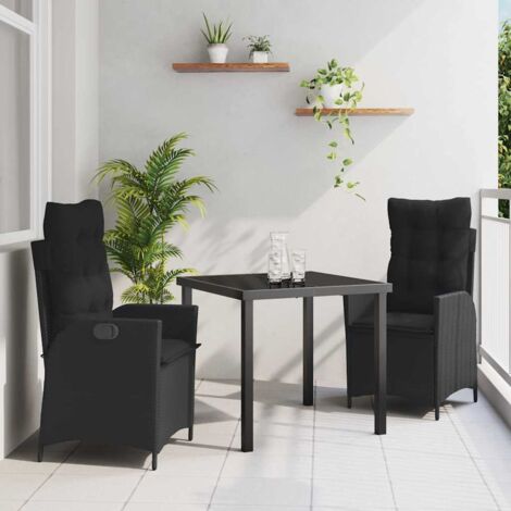 vidaXL Set da Pranzo per Giardino 3 pcs Nero polyrattan (1/5)