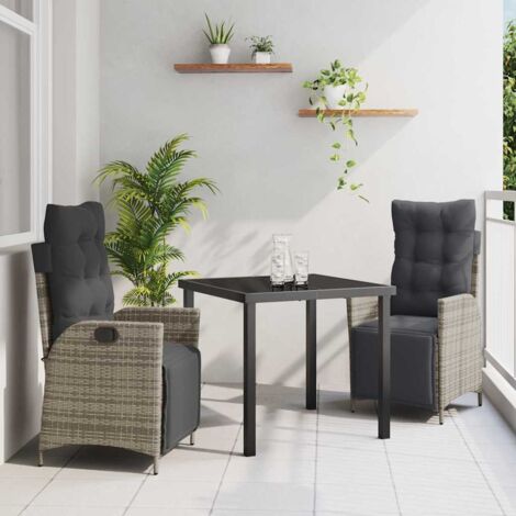vidaXL Set da Pranzo per Giardino 3 pcs Grigio Poly Rattan (1/5)