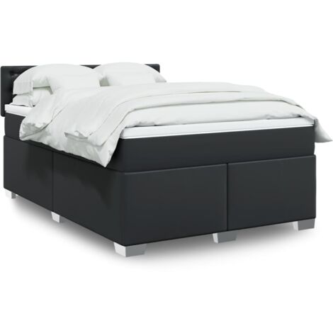 vidaXL Giroletto a Molle con Materasso Nero 140x190 cm in Similpelle (1/5)