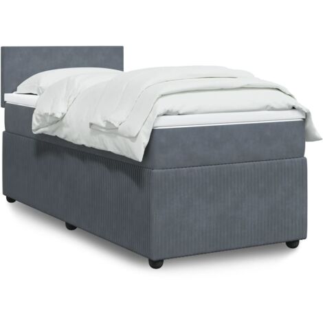 vidaXL Giroletto a Molle con Materasso Grigio Scuro 80x200 cm Velluto