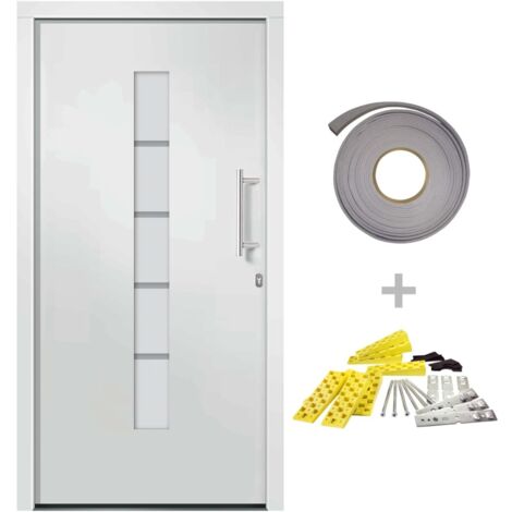 vidaXL Porta d'Ingresso in Alluminio e PVC Bianco 110x210 cm