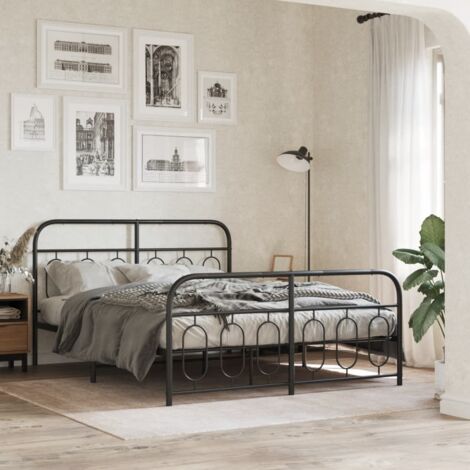 vidaXL Giroletto con Testiera e Pediera Metallo Nero 140x190 cm (1/5)