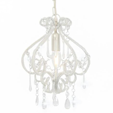 vidaXL Lampadario con Perle Bianco Rotondo E14