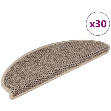 vidaXL Tappeti Adesivi Scale Aspetto Sisal 30 pz 65x21x4cm Beige Scuro