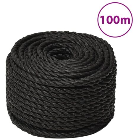 vidaXL Corda da Lavoro Nera 14 mm 100 m in Polipropilene