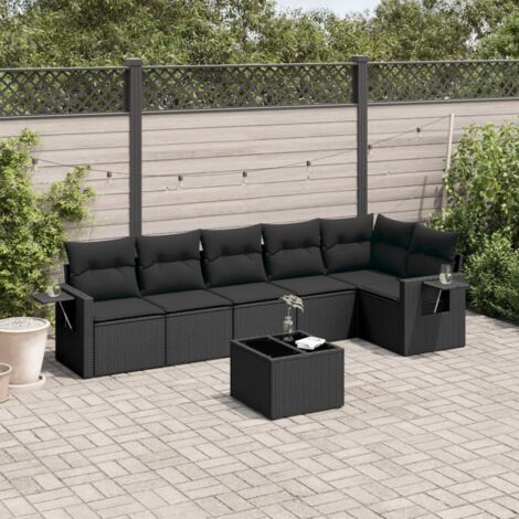 vidaXL Set Divani da Giardino con Cuscini 7pz Nero Polyrattan (1/3)