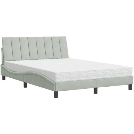 vidaXL Letto con Materasso Hanko Grigio Chiaro 140x190 cm in Velluto (1/5)