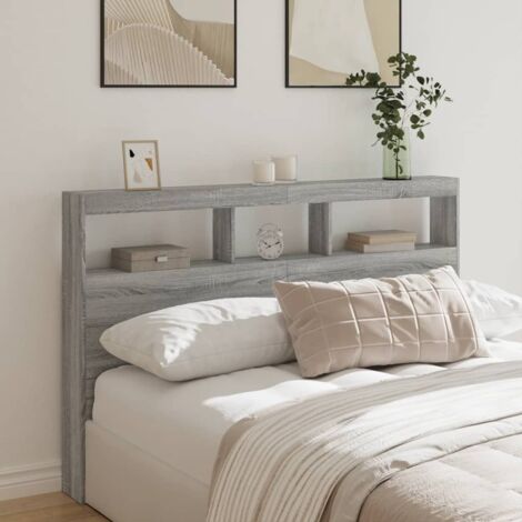Testiera con Contenitore a LED Grigio Sonoma 160x17x102 cm vidaXL