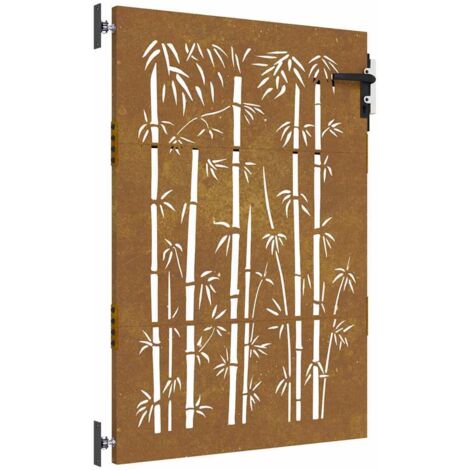 vidaXL Cancello da Giardino 85x150 cm in Acciaio Corten Design Bambù
