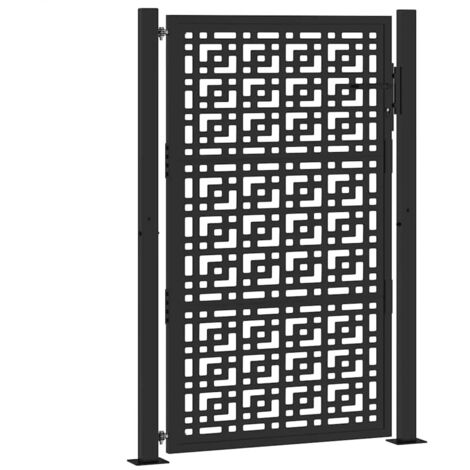 vidaXL Cancello da giardino nero 105x155 cm in acciaio con design a croce