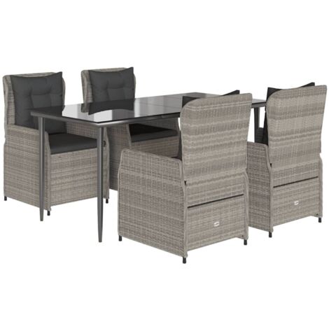 vidaXL Set Pranzo da Giardino 5pz con Cuscini Grigio Chiaro Polyrattan (1/5)