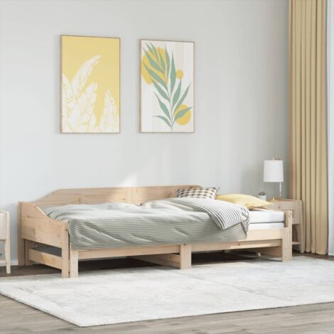 vidaXL Divano Letto con Letto Estraibile 90x190 cm Legno Massello Pino