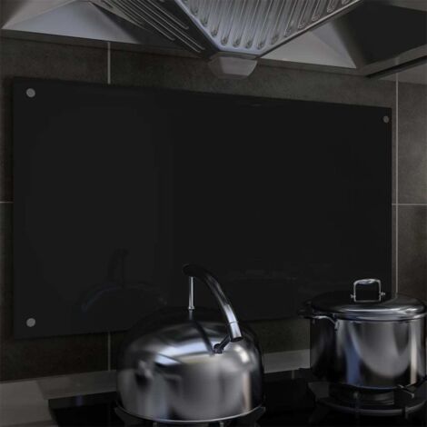 vidaXL Paraschizzi per Cucina Nero 90x50 cm in Vetro Temperato