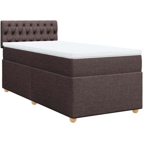 vidaXL Giroletto a Molle con Materasso Marrone Scuro 80x200 cm Tessuto (1/5)