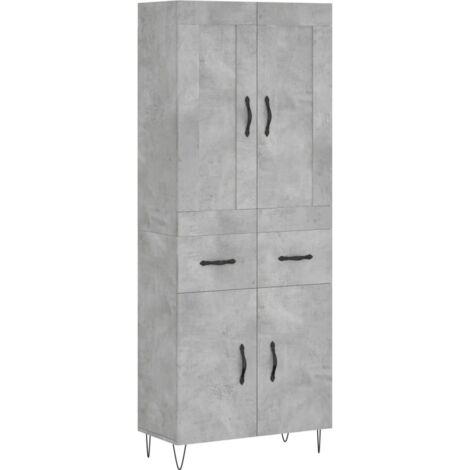 vidaXL Credenza Grigio Cemento 69,5x34x180 cm in Legno Multistrato (1/5)
