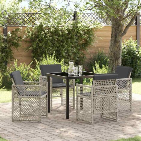 vidaXL Set da Pranzo per Giardino 5 pcs Grigio chiaro polyrattan (1/5)