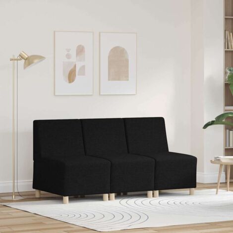 vidaXL Unità di Divano Modulare Senza Braccioli 3 pcs Nero