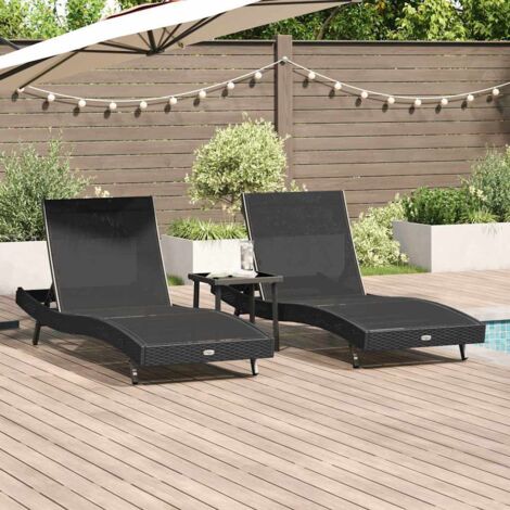 vidaXL Lettini prendisole 3 pcs Nero 40 x 40 x 40.5 cm polyrattan (1/5)