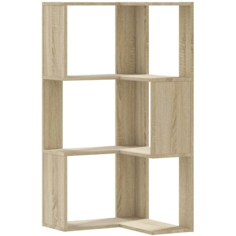 vidaXL Libreria Angolare 3 Ripiani Rovere Sonoma 50x50x102 cm Legno