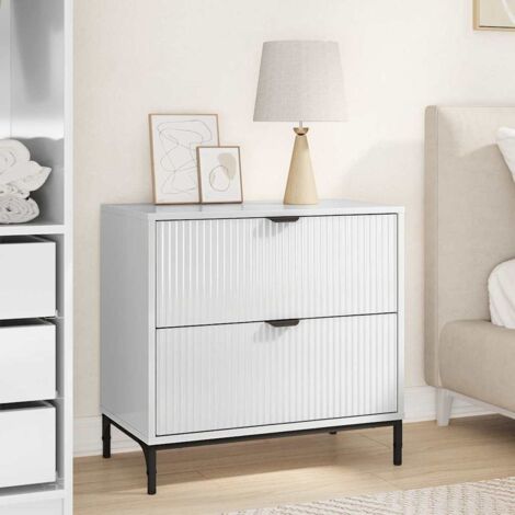 vidaXL Comodino Bianco lucido 63.5 x 36 x 61 cm Legno multistrato