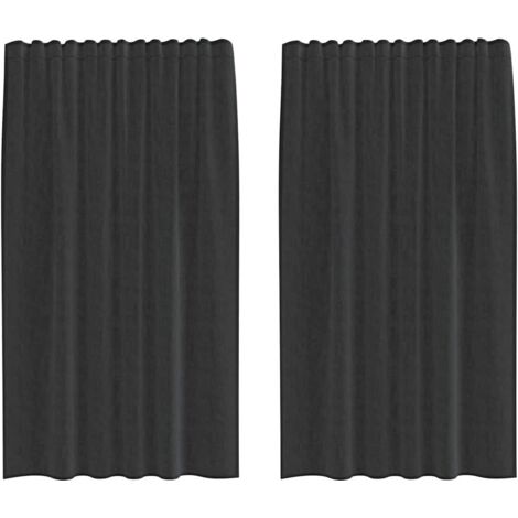 vidaXL Tende in Voile con Tasche per Aste 2 pz Nero
