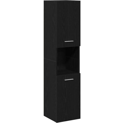 vidaXL Mobile da Bagno Rovere Nero 30 x 30 x 130 cm Legno multistrato