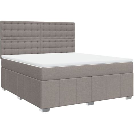 vidaXL Giroletto a Molle con Materasso Tortora 180x200 cm in Tessuto