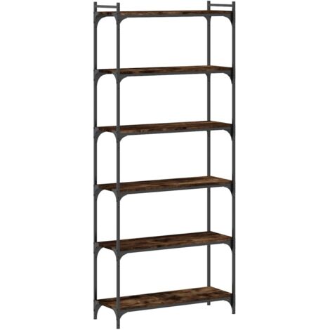 Libreria a 6 Ripiani Rovere Fumo 80x30x188 cm Legno Multistrato vidaXL (1/5)